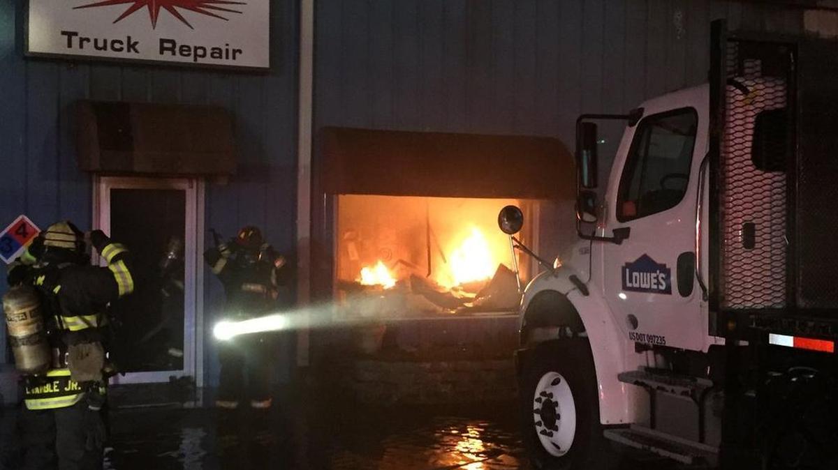 Fire at Dynamic Truck Report at 1611 Bluff Road.