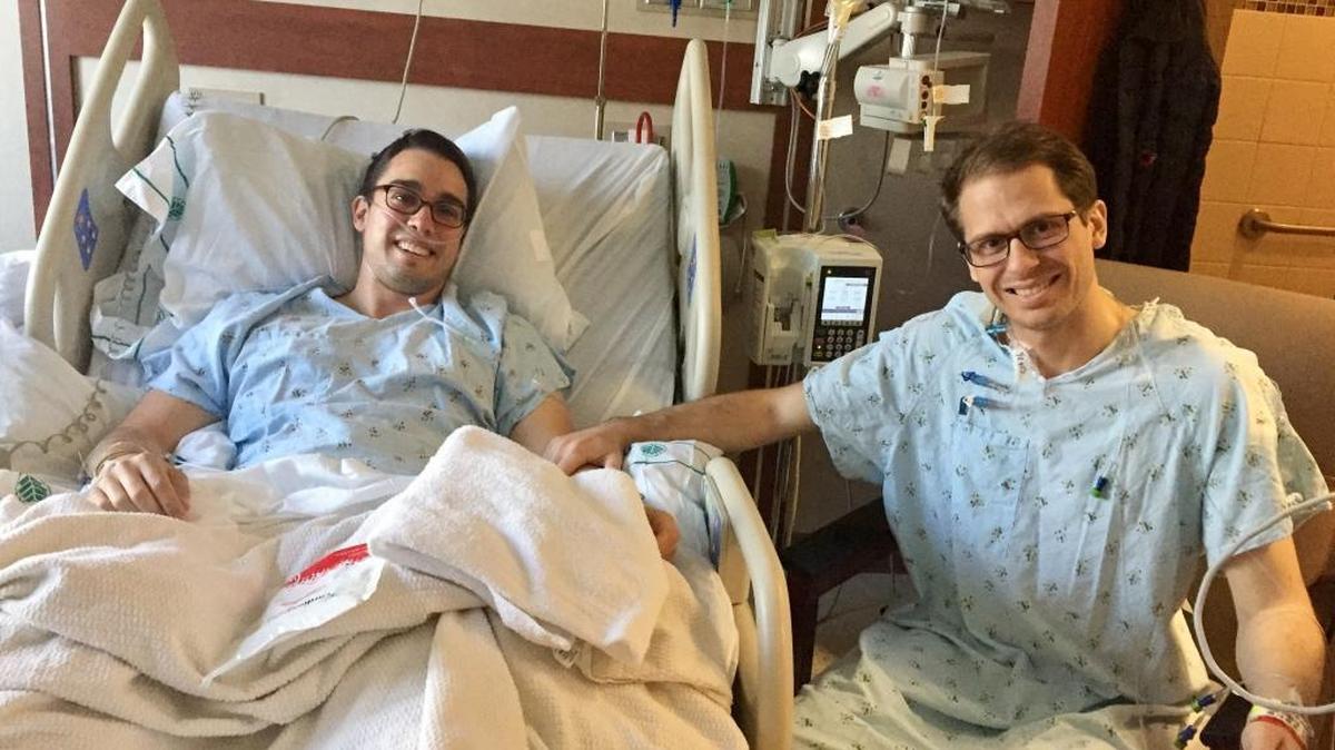 Wyatt Bardi, 25, and Noah Allen, 26, visited with each other after their March 14 operations at Carolinas Medical Center. That day, Bardi donated a kidney to Allen, a Charlotte attorney, who had lived with kidney disease since his late teens. Allen bought Apple watches for them so they can monitor each others’ heartbeats and exercise regimens. Bardi didn’t really know Allen, but volunteered to be a donor as a way to live out his Christian faith.