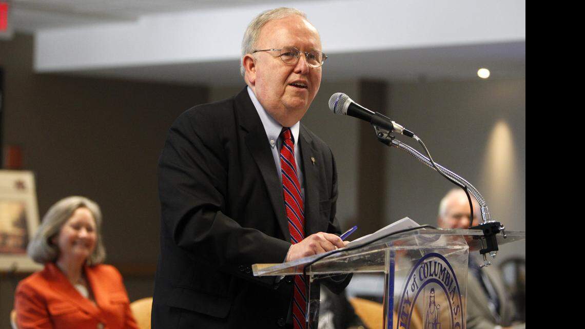 
Former mayor Bob Coble speaks during the Coble Plaza dedication ceremony in 2013.

