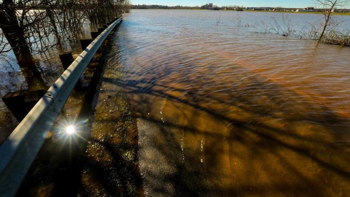 Water covers the fields next to the Columbia Metropolitan Wastewater Treatment Plant. Recent rains submerged one of the roads leading to the plant.