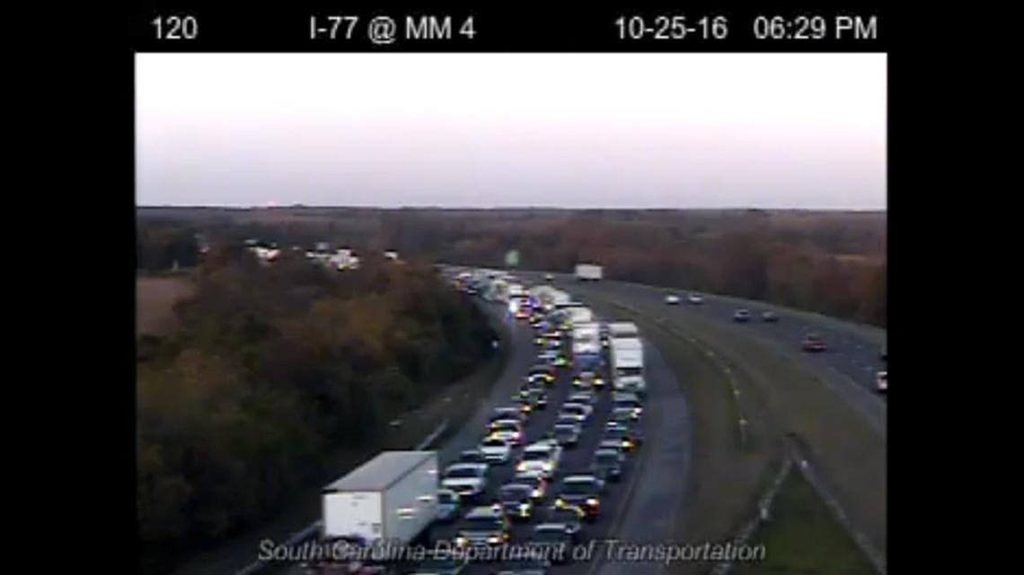 Trafficbacked up 2+ miles by vehicle fire on southbound I-77 near 2 milemarker.