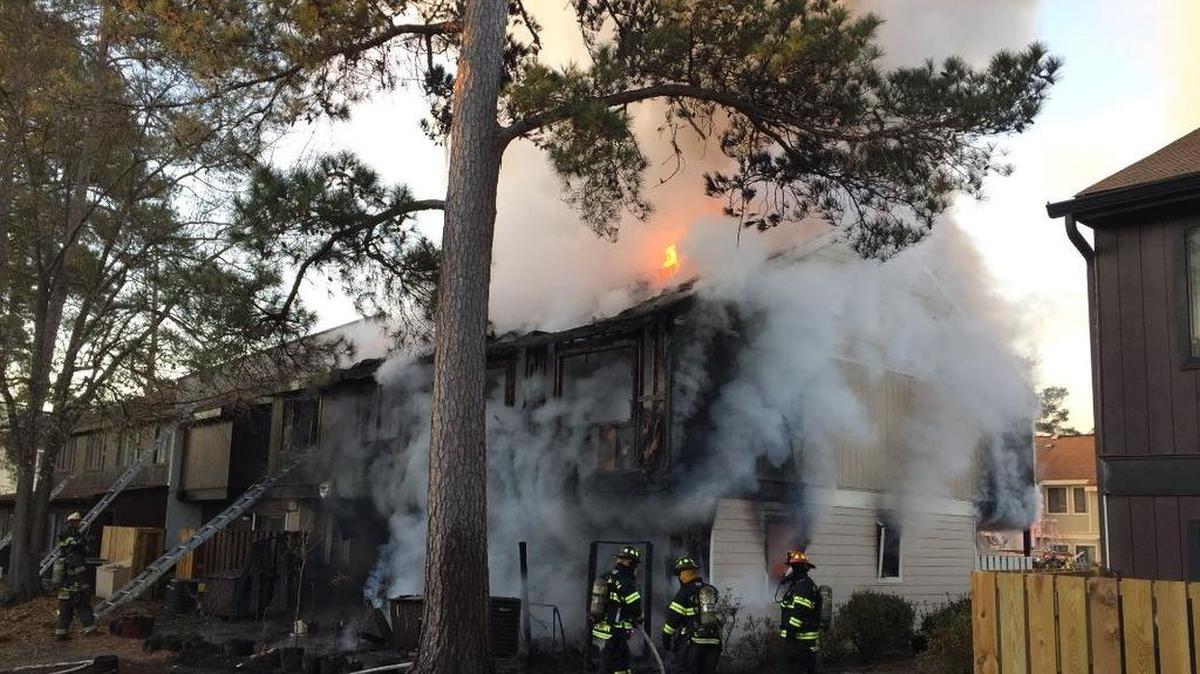 Columbia firefighters battle a blaze at the Point Arcadia apartments in Forest Acres.
