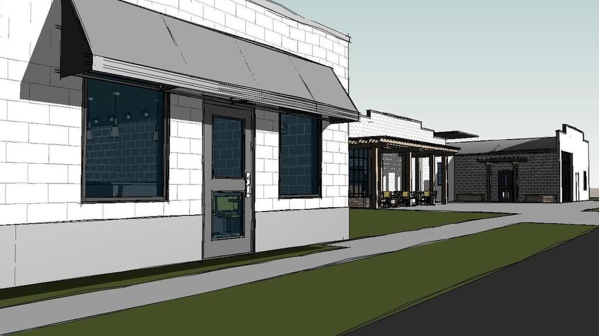 A rendering of development plans for a trio of buildings at 2150, 2146 and 2144 Sumter Street.