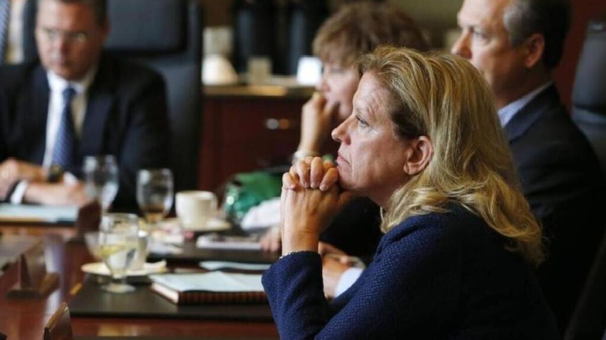 The Winthrop University board voted unanimously last summer to fire former President Jamie Comstock Williamson. This photo is from June 13, 2014 during a meeting where Williamson was suspended.