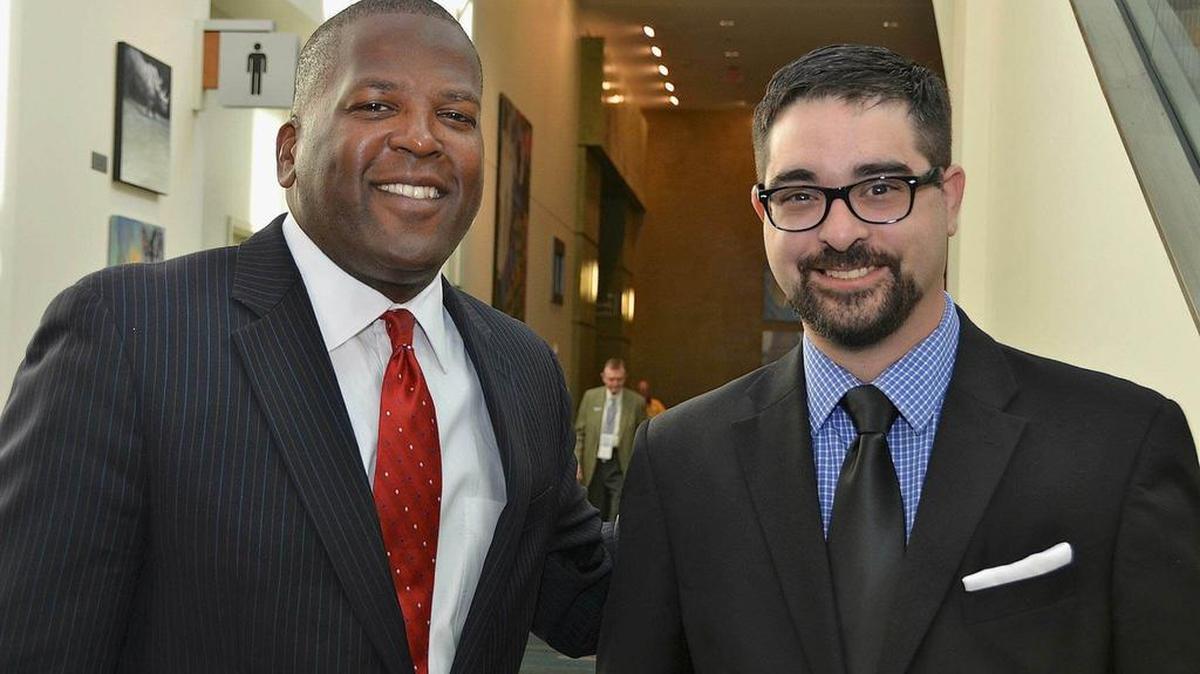 Columbia Mayor Steven Benjamin (on left) and Michael Wukela.