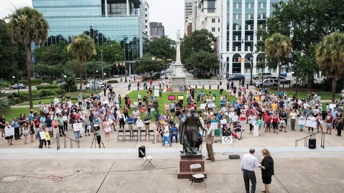 Citizens from Columbia stand in solidarity with Charlottesville at the South Carolina State House following recent violent race related unrest in Charlottesville, Va.