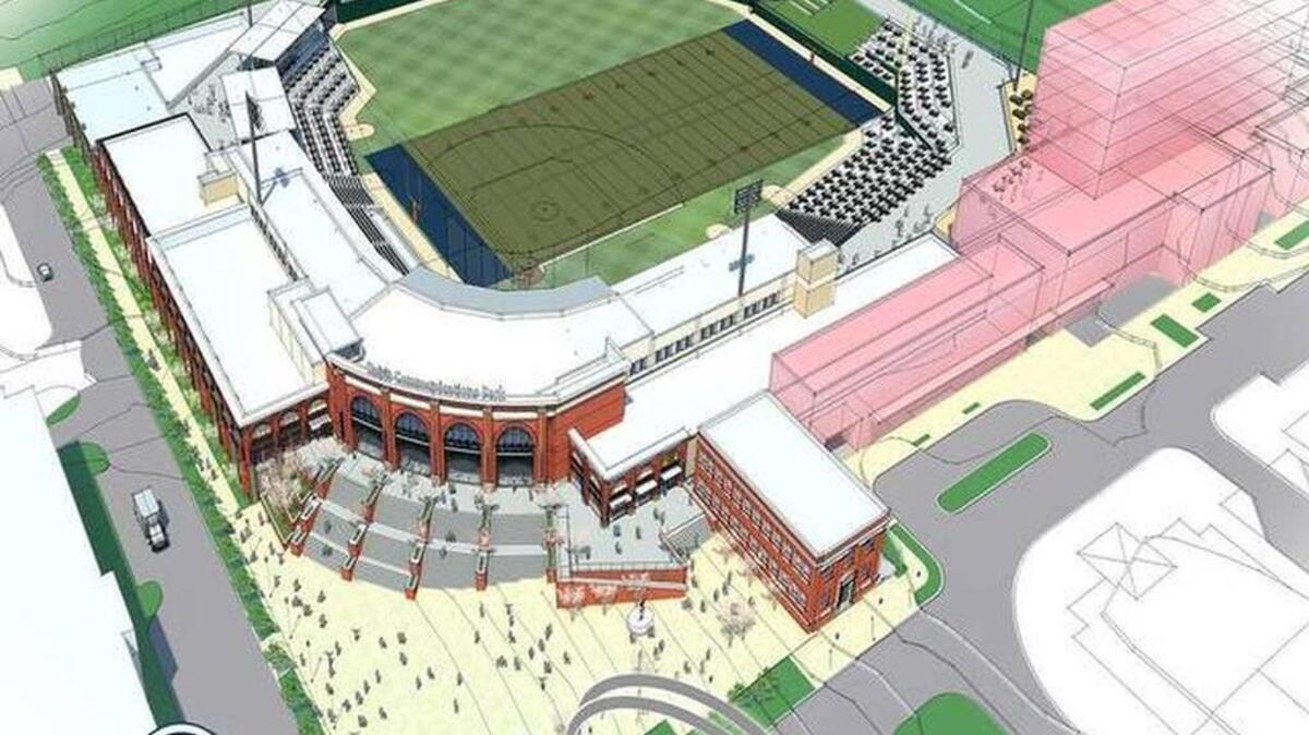 A birds-eye rendering of what Spirit Communications Park is to look like.