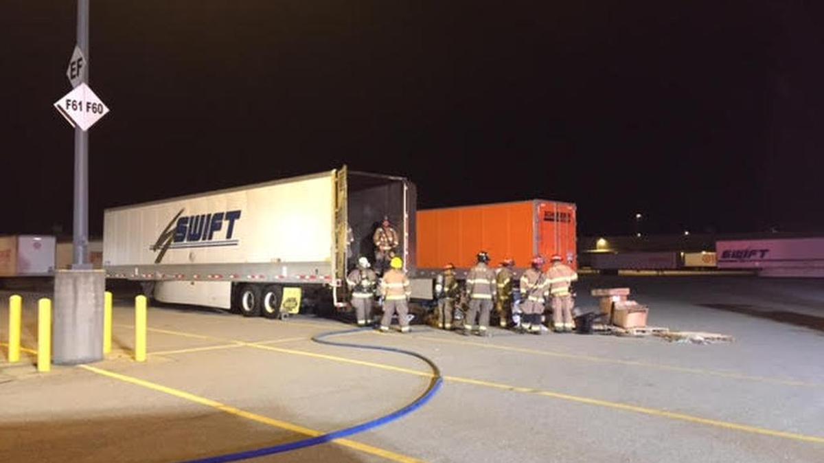 Firefighters put out a fire in a trailer at the Lugoff Target Distribution Center.