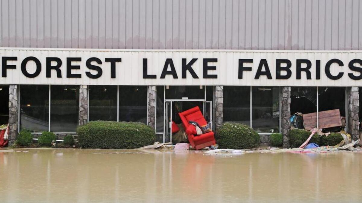 
Flood damage was severe to businesses like Forest Lake Fabrics in Columbia, SC. 
