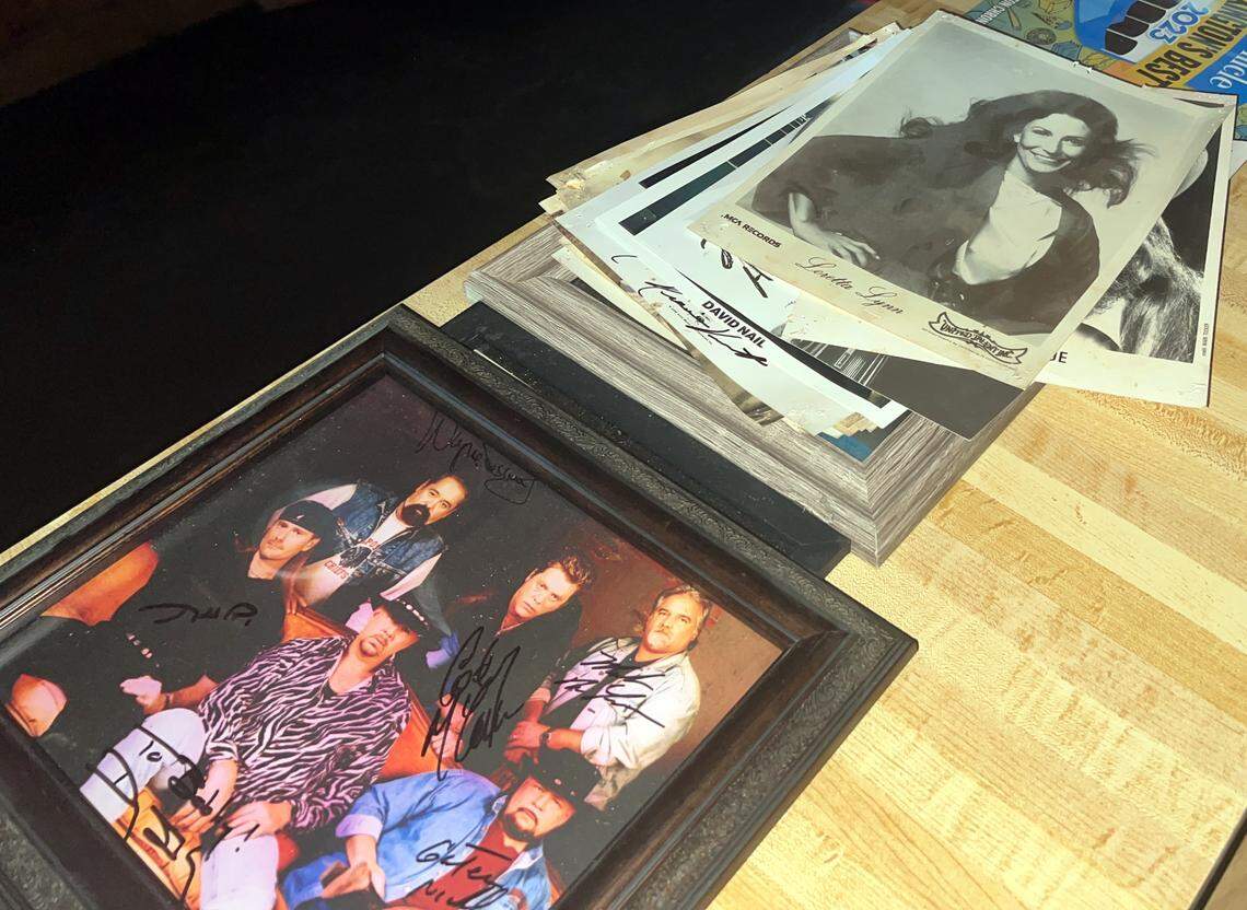 Old country music memorabilia remains in Skyline Club. July 16, 2025.