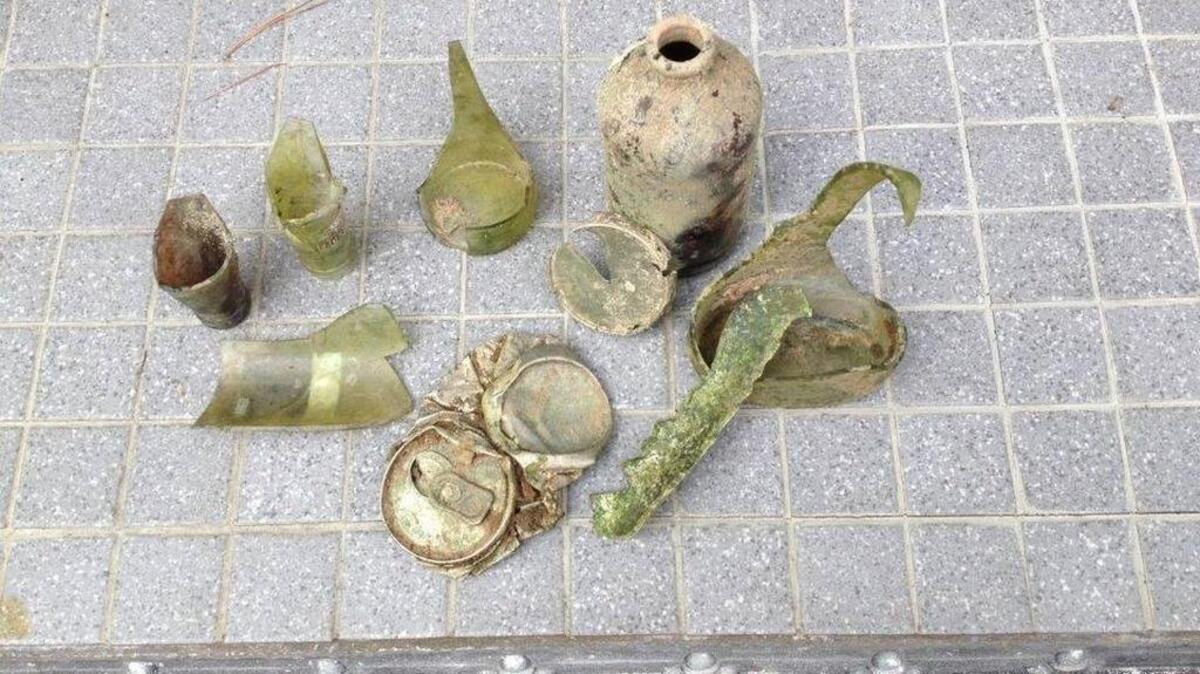 
These items were collected last year by the Warman family on Lake Wylie, when water levels were higher than now. More items are showing up with lower water levels due to drought. 
