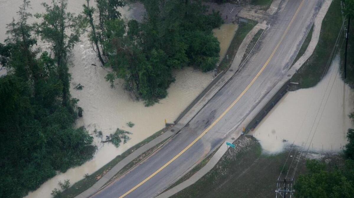 
The Burwell D. Manning Jr. Bridge where it cross Gills Creek along Shady Lane in Richland County. The photo is from an aerial tour Monday provided by the S.C. Army National Guard.
