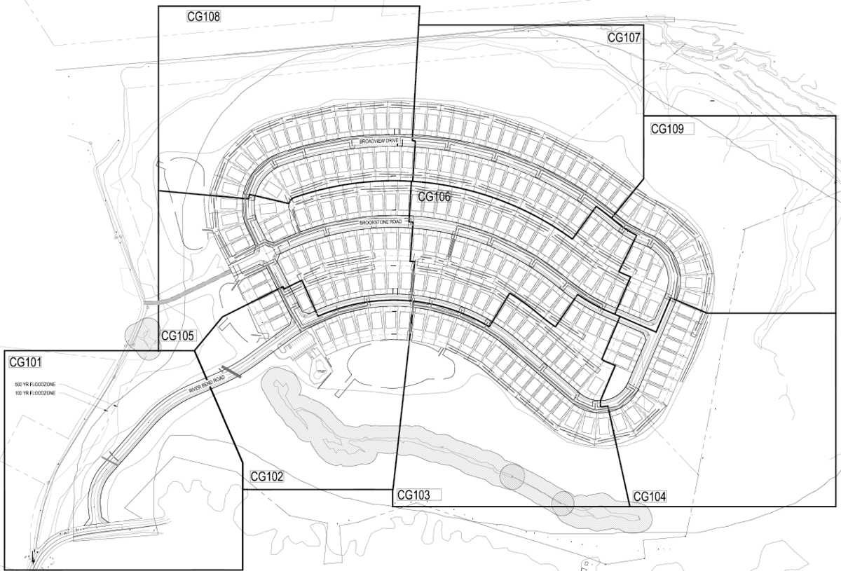 Plans for the propsed Riverbend at Broad subdivision