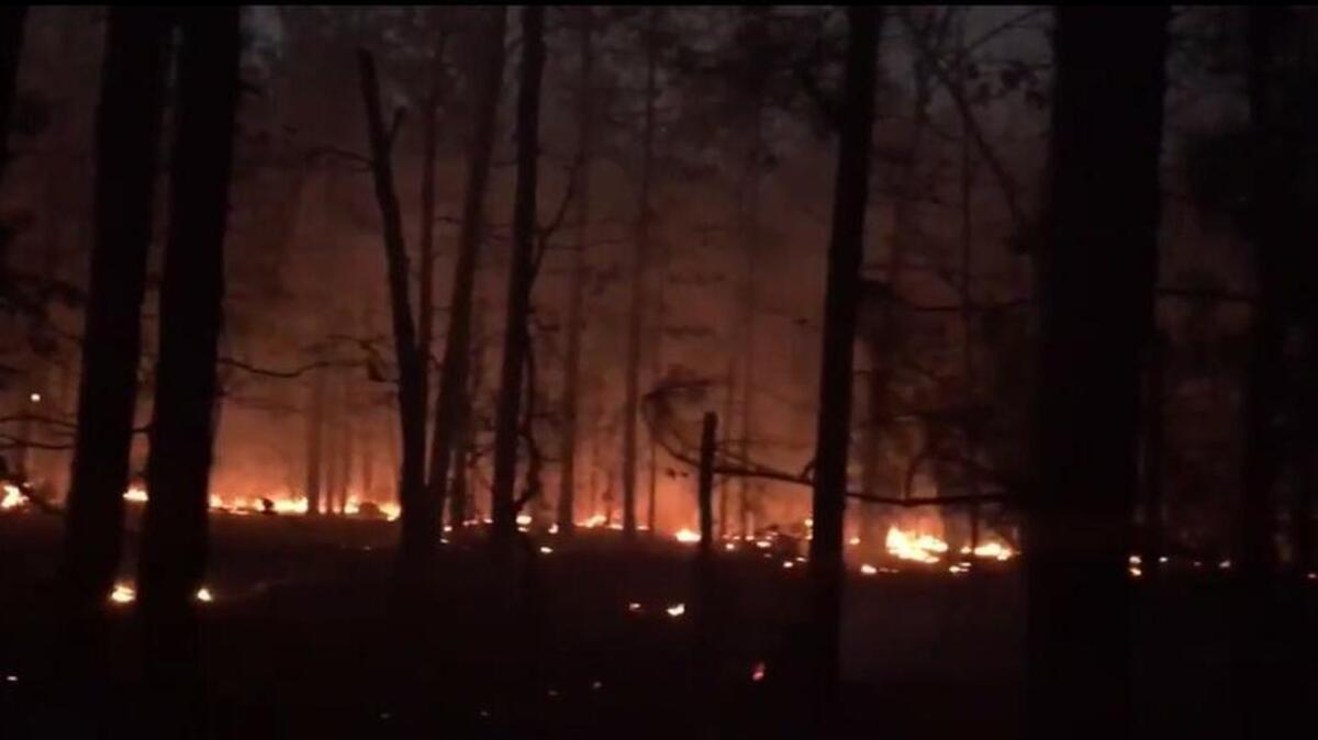 Screen shot, Lexington County fire video of wildfire Saturday, February 25, 2017