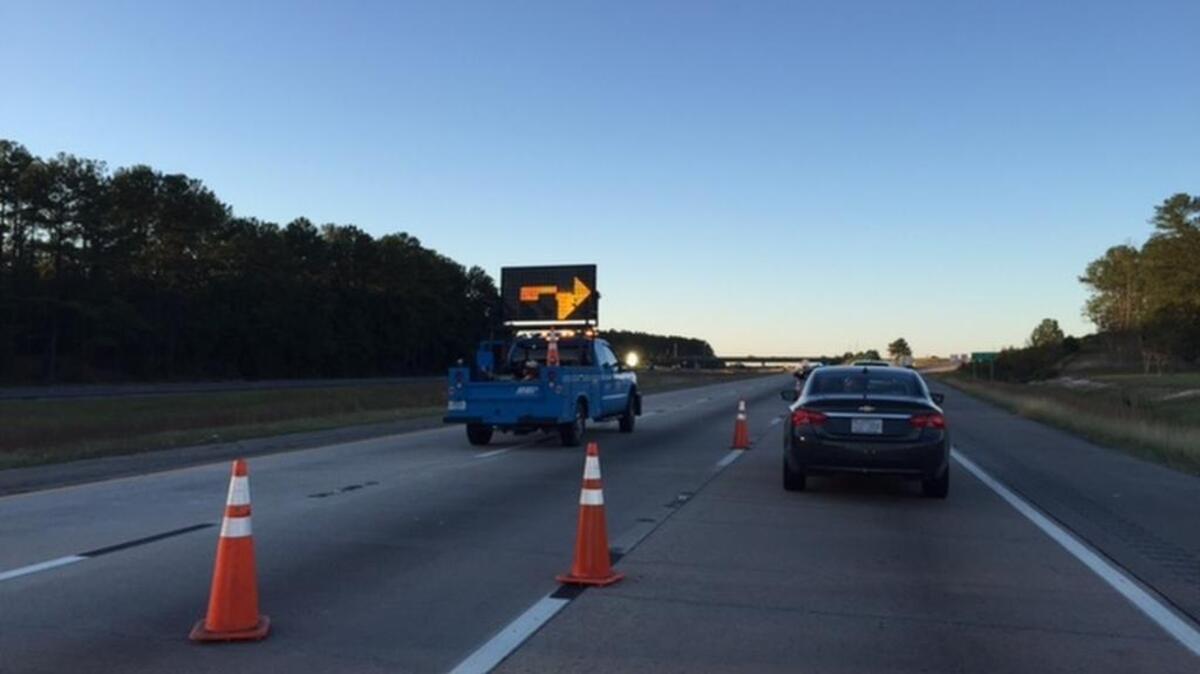 Northbound traffic on I-77 being diverted at Killian Road.
