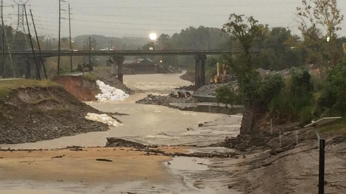 Sunrise on the Columbia Canal after the canal was breached by the Congaree River in October 2015.