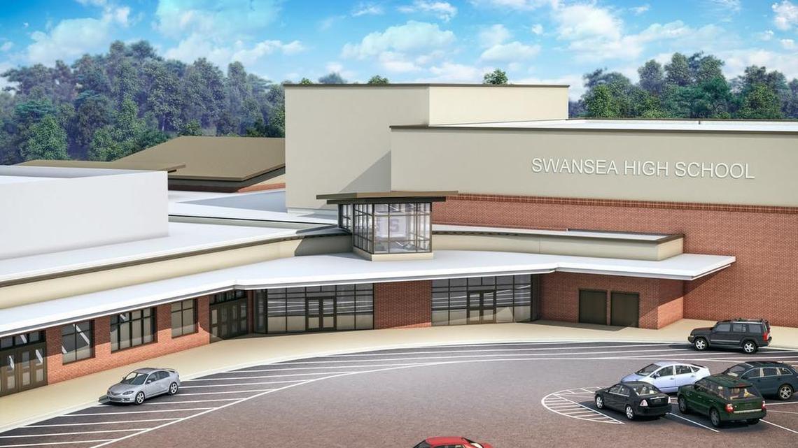 A new auditorium for performing arts and assemblies (at right) will rise at Swansea High School if Lexington 4 voters give the go-ahead to a $25.4 million package of improvements at a referendum Nov. 8.