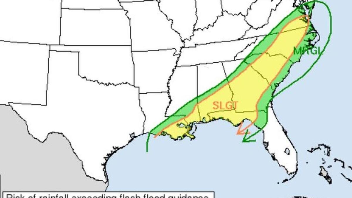 A stalled frontal boundary may bring heavy rainfall to the area early this week.