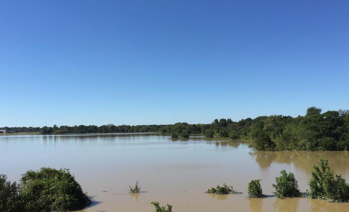View of the Green Diamond development site off I-77 after October 2015’s historic floods. Developers had said the land would be suitable for a $1 billion project, but government rules ultimately restricted the project because of flood concerns.