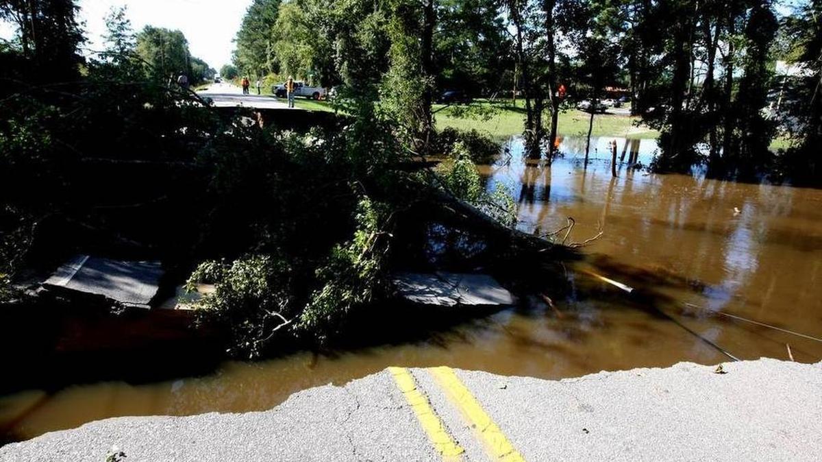 Portions of Bluff Road were washed out near Gadsden. Many roads are out in the area, making it difficult for people to get food and water.