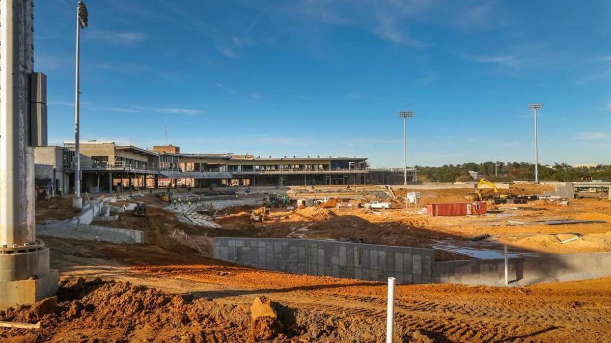 The last of the light poles that will illuminate the playing field at the city’s new baseball stadium were erected in November. Consultants on Tuesday will release their findings of their study of lighting and noise from the $37 million ballpark that is to open in April.