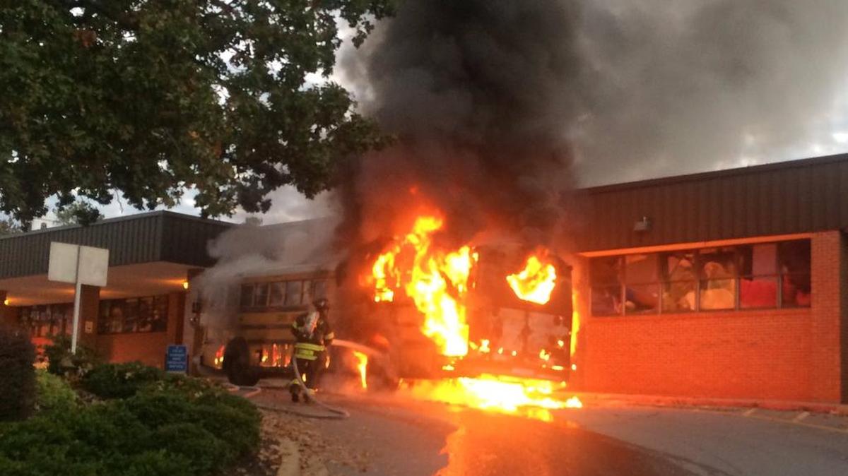 A school bus caught fire at Dutch Fork Elementary School early Wednesday morning.