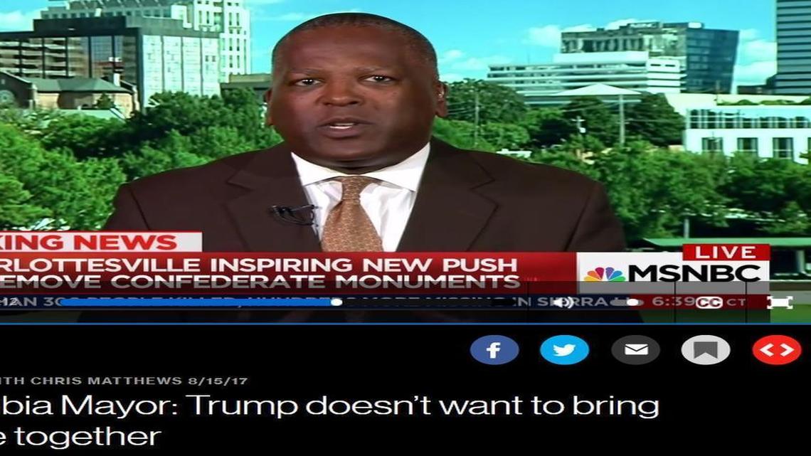 Screenshot of Columbia Mayor Steve Benjamin on MSNBC.