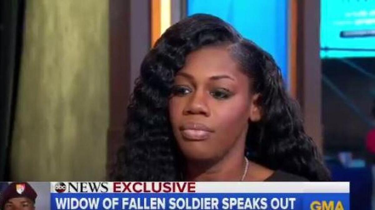 Myeshia Johnson, the widow of U.S. Army Sgt. La David Johnson and mother of his three children, appeared Monday on ABC News’ ‘Good Morning America.’