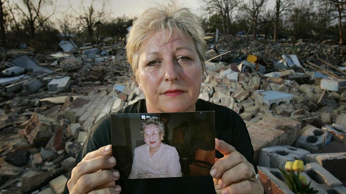 
Emily Schulz sits in Bay St. Louis, Miss., on Sept. 29, 2005, where she last saw her mother Jane Mollere alive. 
