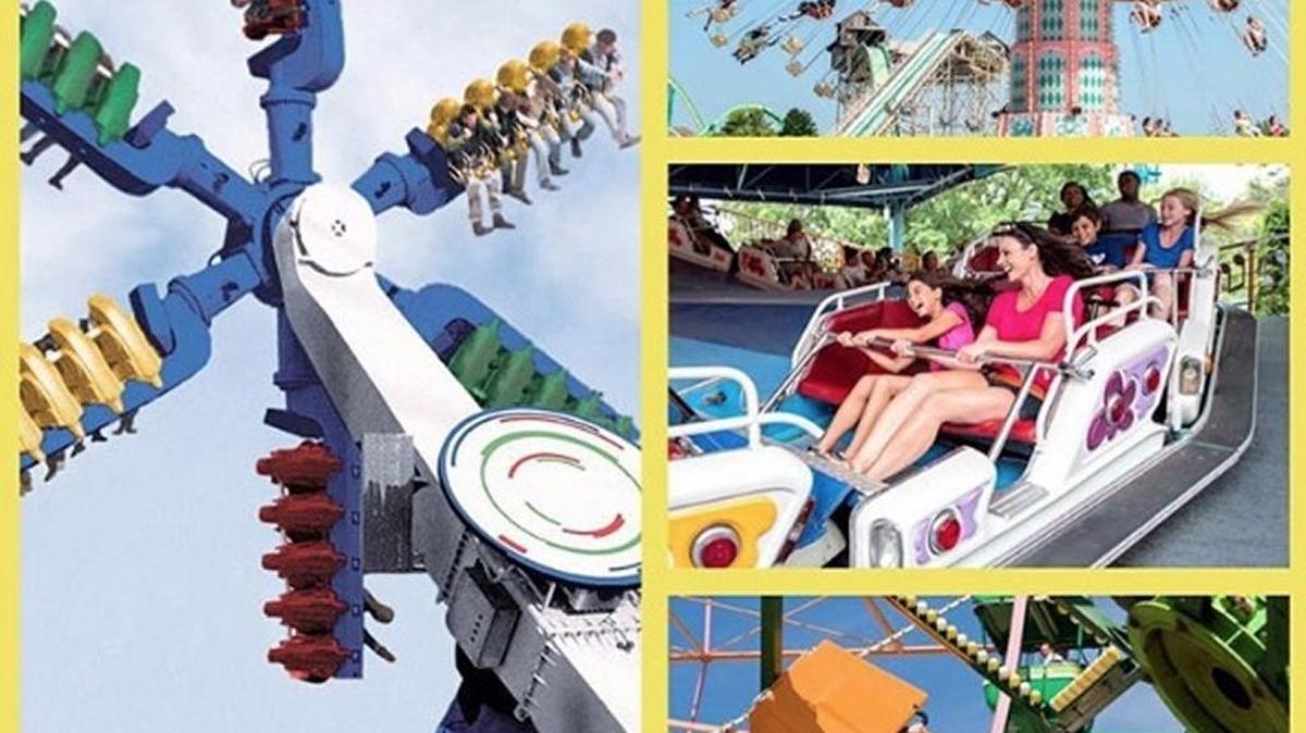 Four new classic family rides will open this spring in the County Fair section of the Carowinds theme park. They are, from left, the Electro-Spin, Zephyr, Rock N’ Roller and Do-Si-Do.