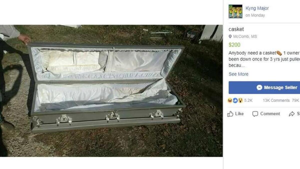 This Facebook post about a “slightly used” casket went viral.