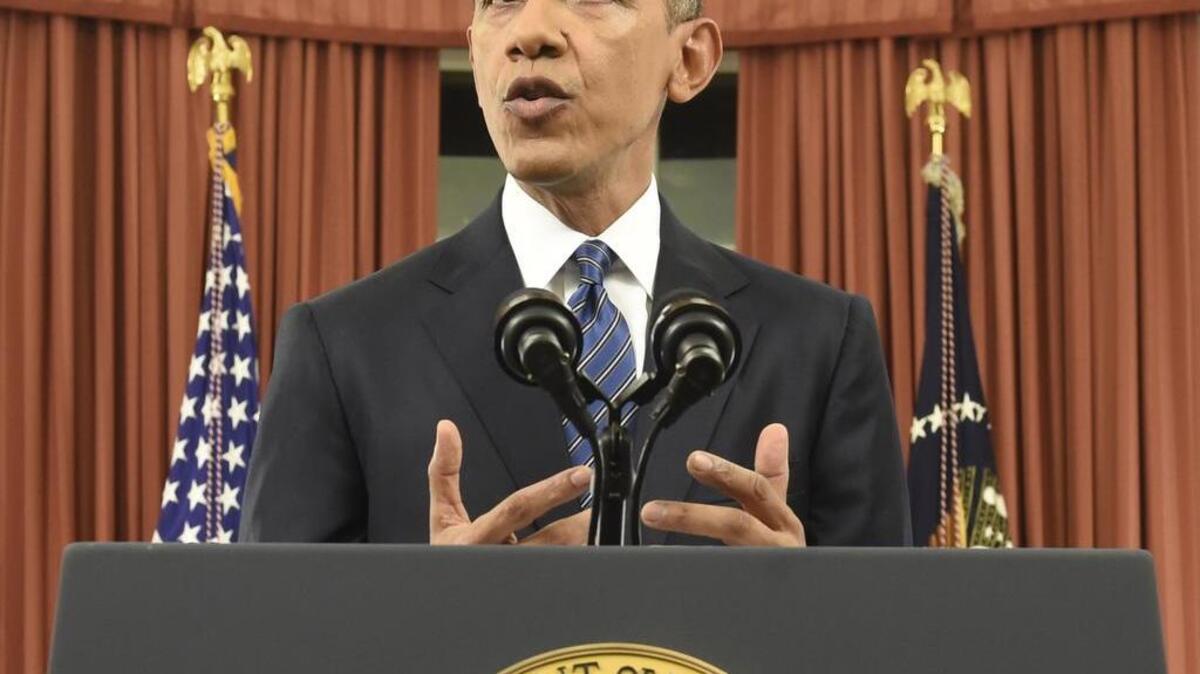 President Barack Obama addresses the nation from the Oval Office at the White House in Washington, Sunday night, Dec. 6, 2016. The address comes as recent attacks in Paris and California have raised concerns that the U.S. and other countries aren’t doing enough to prevent terror attacks.