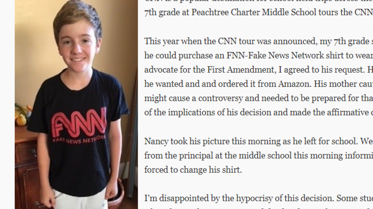 Screenshot of Jaxon Jester wearing the FNN shirt posted on his father’s, Stan Jester, blog.