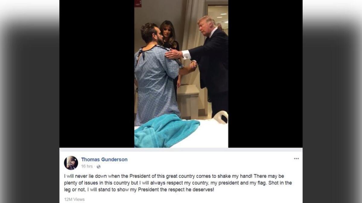 A screenshot of the video posted by Thomas Gunderson when he met President Donald Trump and first lady Melania Trump.