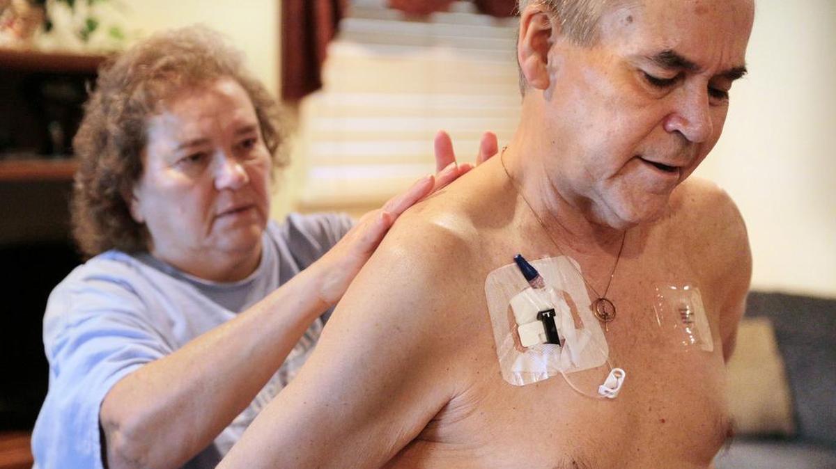 Pam Anderson put Fentanyl patches on George "Smitty" Anderson's back inside their home in Augusta earlier this year. The patches helped with pain. Smitty worked at Savannah River Site for 17 years and said he developed multiple myeloma cancer.