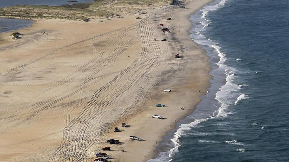 Cape Point on Hatteras Island is crowded with fishermen in this photo looking north from September 2011.