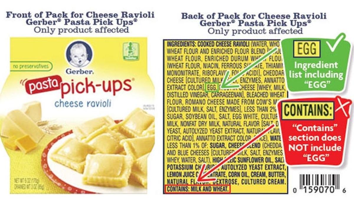 Gerber cheese ravioli pick-ups package label