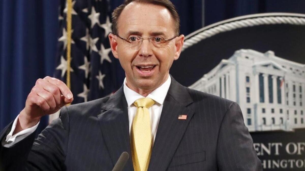 Deputy Attorney General Rod Rosenstein, speaks to the media with an announcement that the office of special counsel Robert Mueller says a grand jury has charged 13 Russian nationals and several Russian entities, Friday, Feb. 16, 2018, in Washington. The defendants are accused of violating U.S. criminal laws to interfere with American elections and the political process.