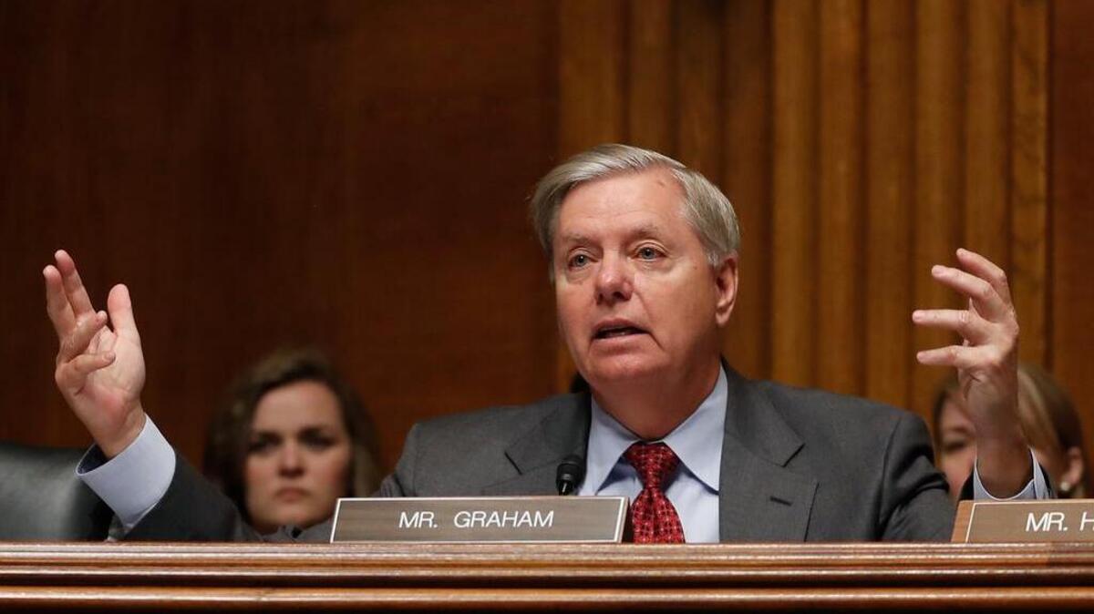 Senate Judiciary Committee member Sen. Lindsey Graham, R-S.C. questions FBI Director James Comey as he testifies on Capitol Hill in Washington, Wednesday, May 3, 2017, before the committee's hearing: "Oversight of the Federal Bureau of Investigation."