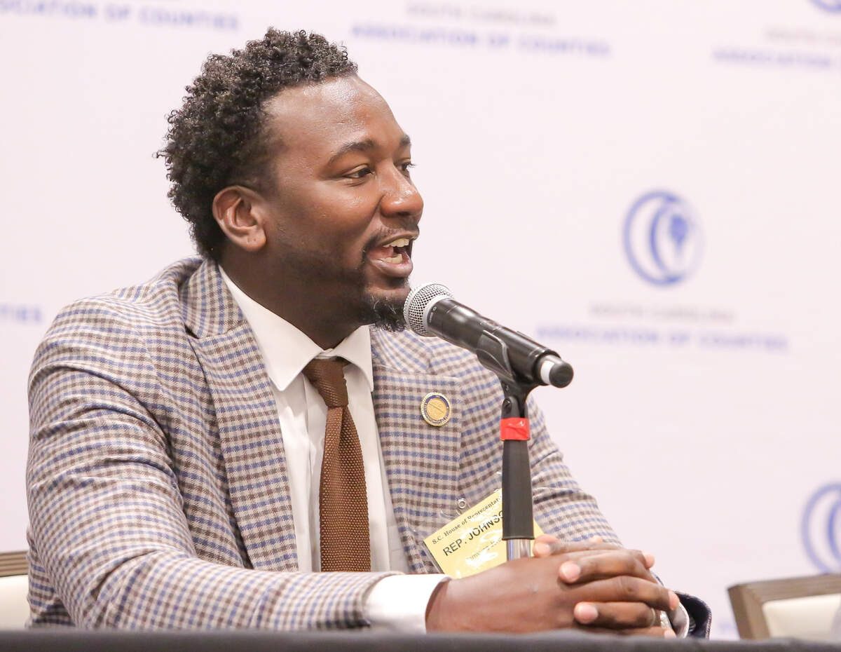 Rep. Jermaine Johnson during the Association of Counties Annual Conference on Feb. 21, 2024 in Columbia, S.C. (Photo by Travis Bell)