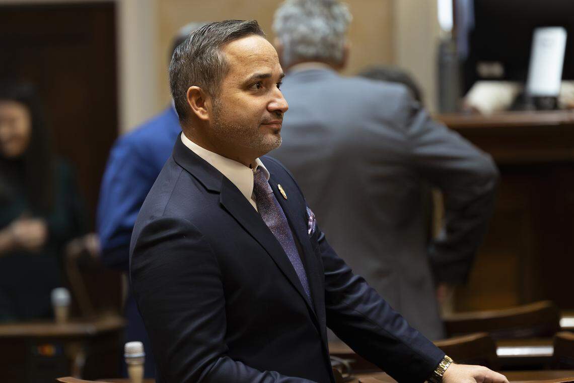 State Rep. James Teeple, R-Charleston, stands in the South Carolina House of Representatives chamber in Columbia, S.C.