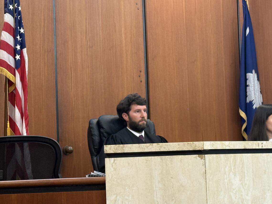 Judge Daniel Coble listens to arguments in a lawsuit by Anne Crook against the State Election Commission over voter privacy data on Friday, Sept. 26, 2025 in a Richland County courtroom.