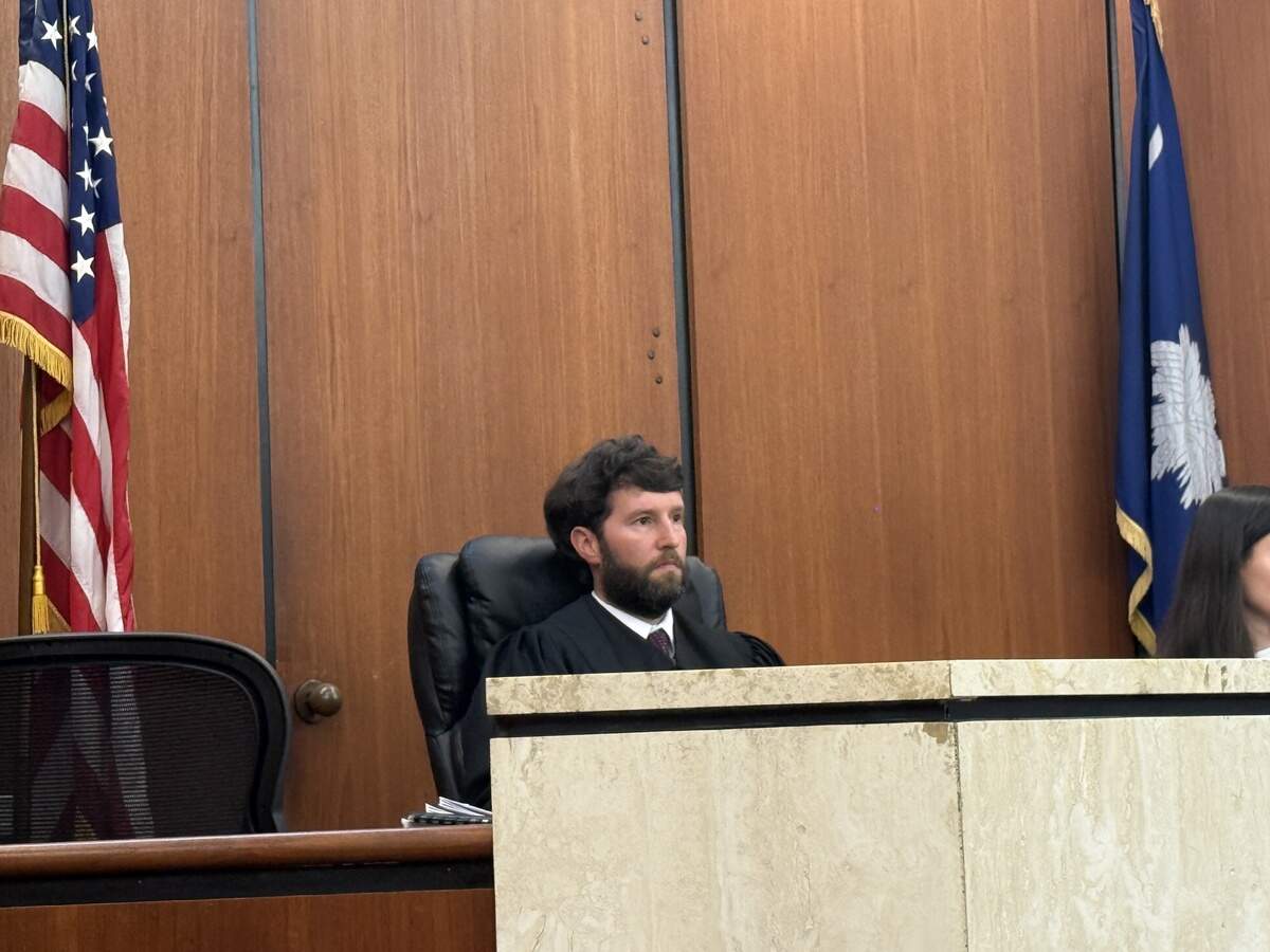 Judge Daniel Coble listens to arguments in a lawsuit by Anne Crook against the State Election Commission over voter privacy data on Friday, Sept. 26, 2025 in a Richland County courtroom.