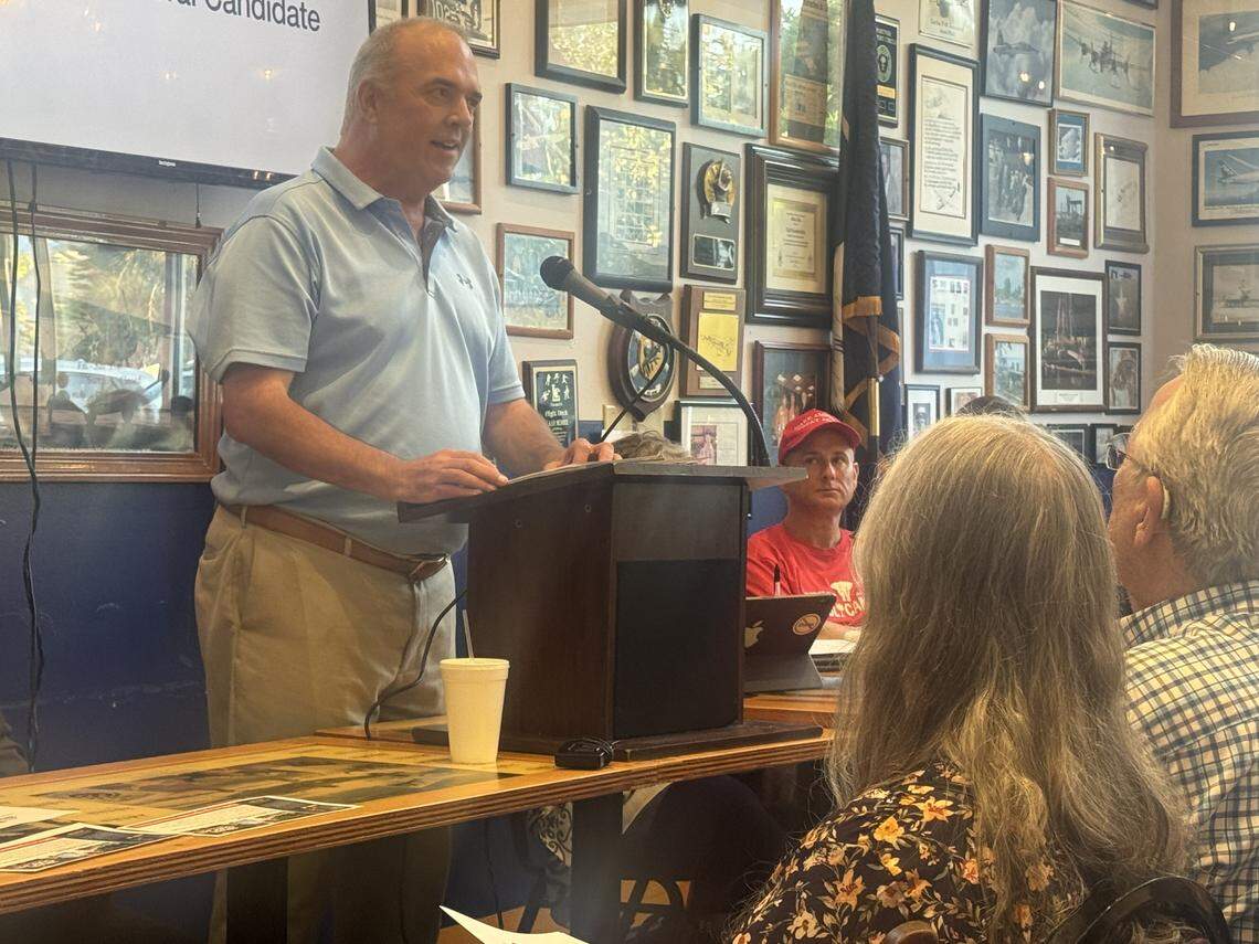 Brian Duncan, who is running for the GOP nomination in a special election in House District 88, speaks to the Lexington County GOP on Monday, Sept. 8, 2025 at the Flight Deck Restaurant in Lexington.