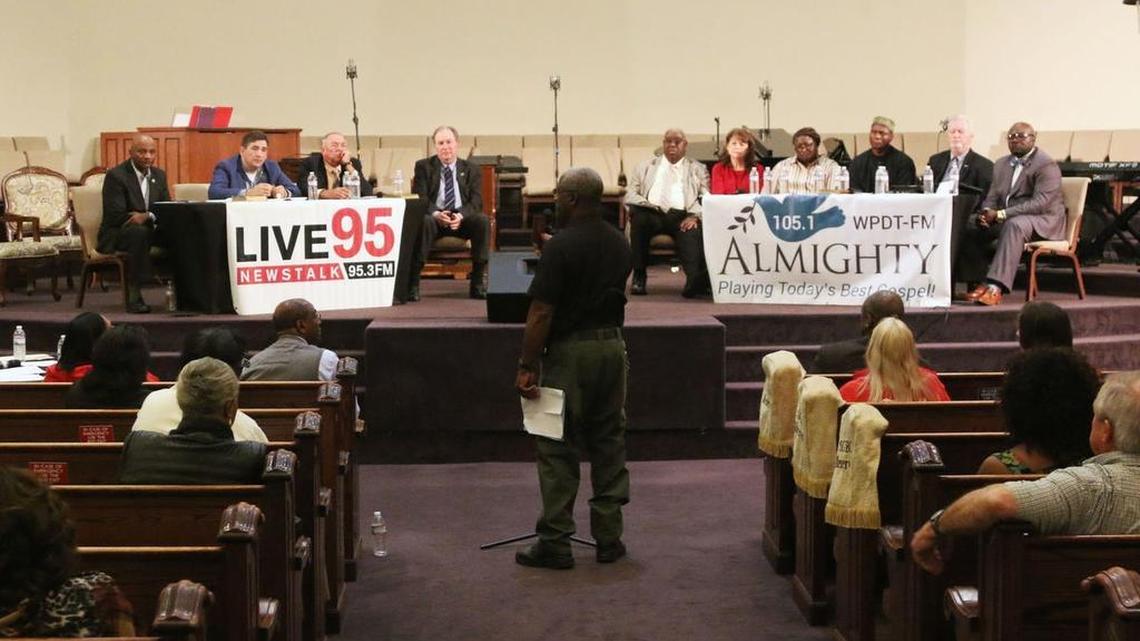 State representatives and local panelists answer questions from attendees during the Parent University Forum at Savannah Grove Baptist Church in Florence on Monday, Feb. 12, 2018.