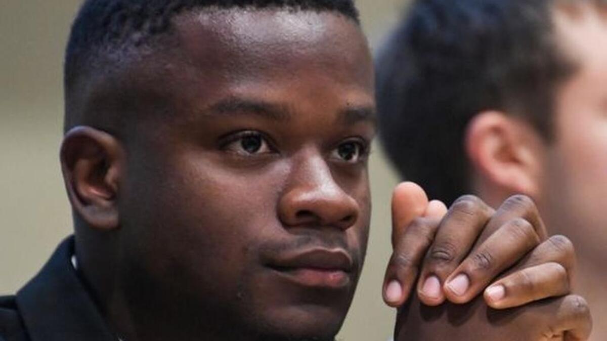 Vice President Jaren Stewart, left, sits near President Leland Dunwoodie during the Clemson Undergraduate Student Senate meeting in the Student Union in Clemson on Monday.