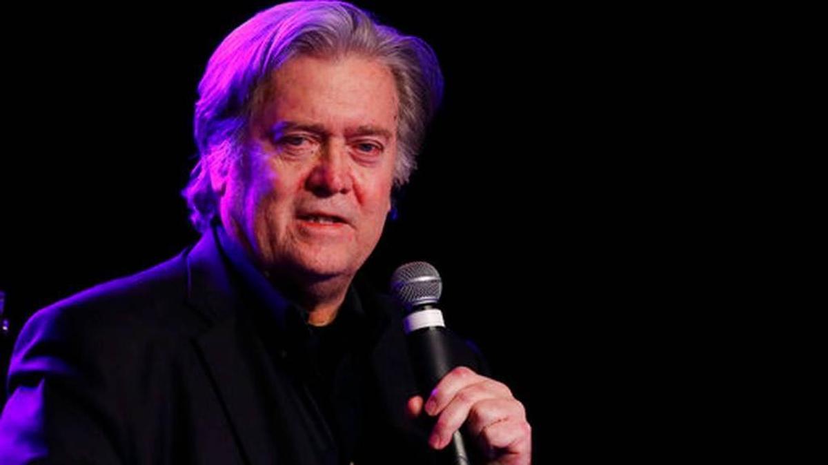 FILE: Steve Bannon, the former chief strategist to President Donald Trump, speaks at the Macomb County Republican Party dinner in Warren, Mich., Wednesday, Nov. 8, 2017. South Carolina Gov. Henry McMaster will be joining two of his primary challengers at an event later this week honoring Bannon, his campaign confirmed to The Associated Press on Wednesday.