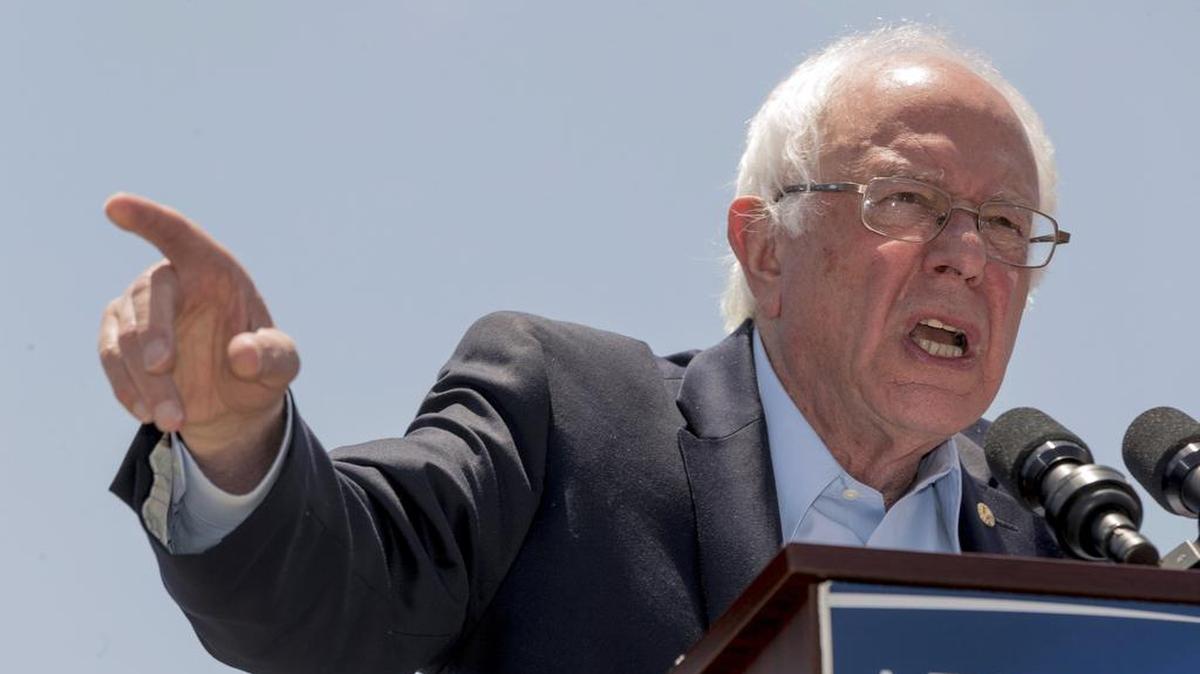 In this May 26, 2016 photo, Democratic presidential candidate Sen. Bernie Sanders, I-Vt., speaks during a campaign rally at Ventura College in Ventura, Calif.