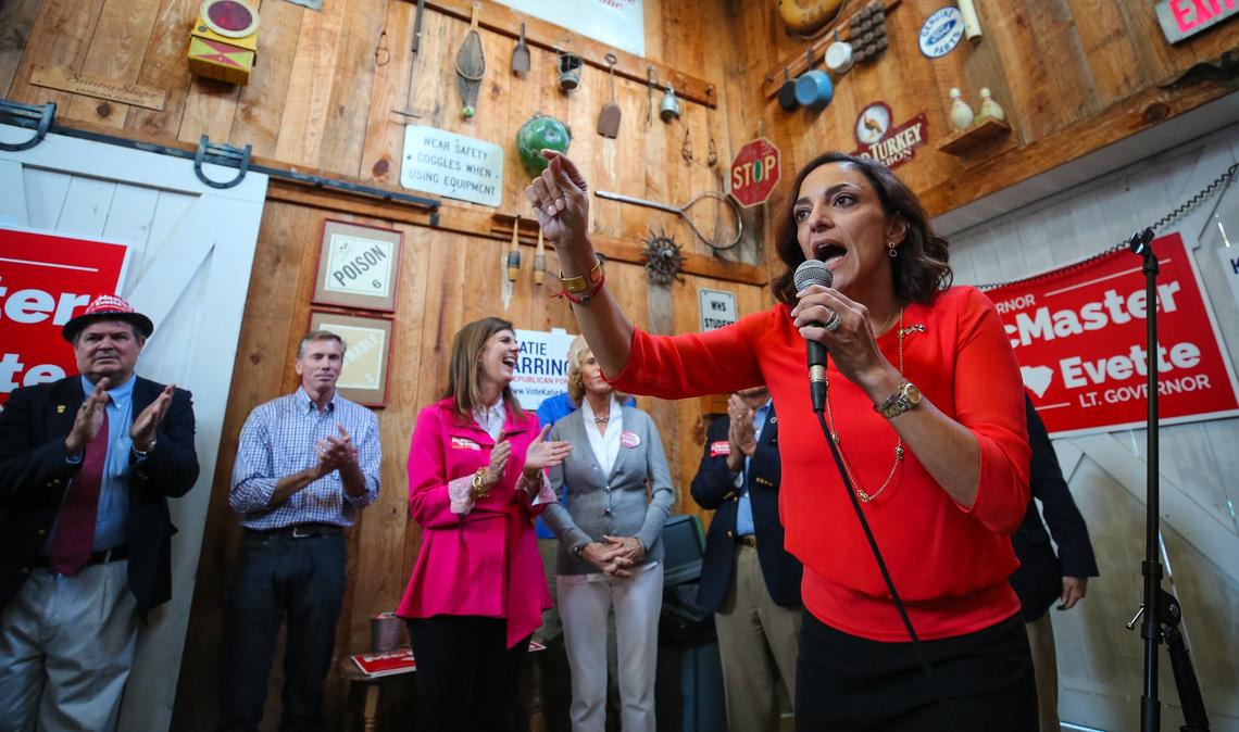 Katie Arrington, Republican candidate for U.S. Congress, spoke during Gov. Henry McMaster’s bus tour around South Carolina. 10/31/18