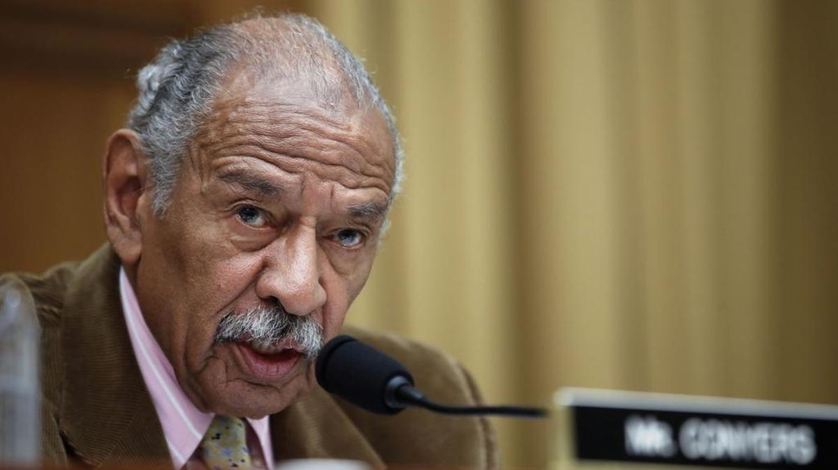 Rep. John Conyers, D-Mich., speaks during a hearing of the House Judiciary subcommittee on Capitol Hill in Washington. Conyers said Tuesday he would retire from Congress.